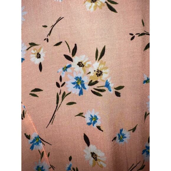 Peach Top Torrid 1X Pintuck Pleat Blouse Button Front Floral V-Neck Dolman NEW - Picture 2 of 11